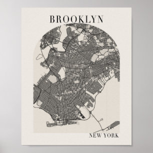 Brooklyn New York Boho Minimale Arch Full Beige Poster