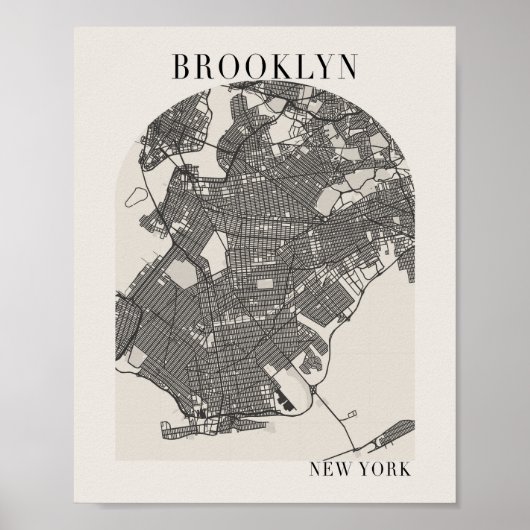 Brooklyn New York Boho Minimale Arch Full Beige Poster (Voorkant)