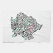 Brooklyn New York Calligram Map Tea Towel Theedoek (Horizontaal)