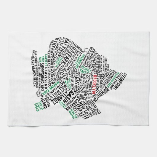 Brooklyn New York Calligram Map Tea Towel Theedoek (Horizontaal)