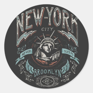  Brooklyn New York City Nyc Basic Dark Ronde Sticker