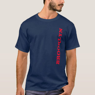 Brooklyn New York City Nyc Navy Blue Red Mannen T-shirt