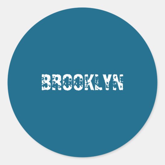 Brooklyn New York City Nyc White Text Nostalgic  Ronde Sticker (Voorkant)