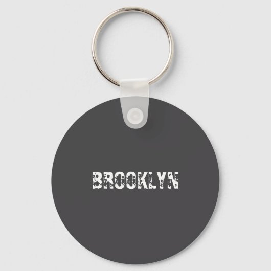 Brooklyn New York City Nyc White Text Nostalgic  Sleutelhanger (Voorkant)