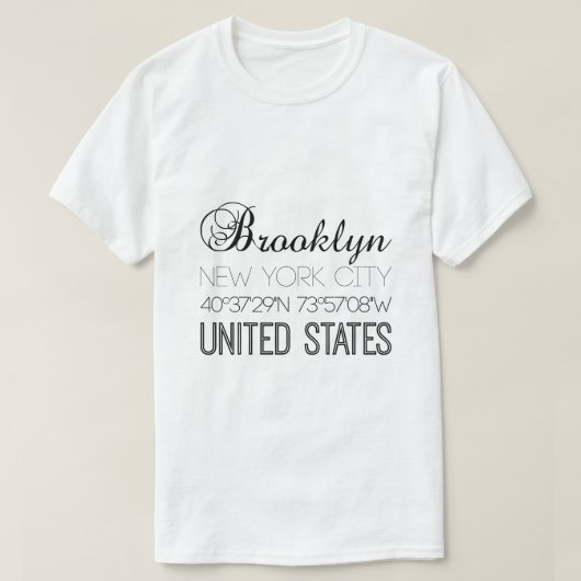 Brooklyn, New York City trendy T-shirt (Design voorkant)