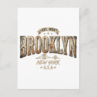 Brooklyn New York City Weelderig Gouden Schrift On Briefkaart