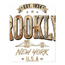 Brooklyn New York City Weelderig Gouden Schrift On