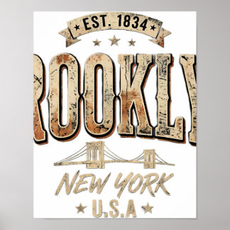 Brooklyn New York City Weelderig Gouden Schrift On Poster