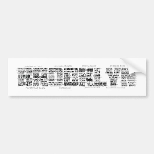Brooklyn New York City Word Art Bumpersticker (Voorkant)