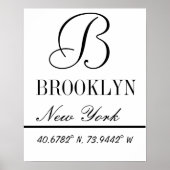 Brooklyn New York coördineert Poster (Voorkant)
