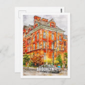 Brooklyn New York Famous Travel Waterverf Sketch Briefkaart (Voorkant / Achterkant)