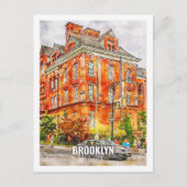 Brooklyn New York Famous Travel Waterverf Sketch Briefkaart (Voorkant)