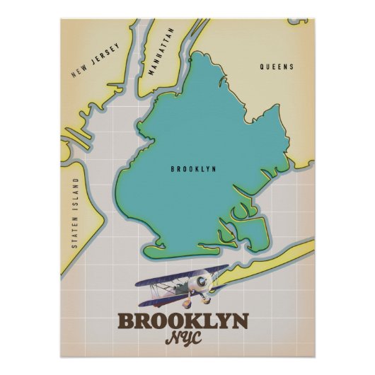 Brooklyn New York Kaart Perfect Poster (Voorkant)