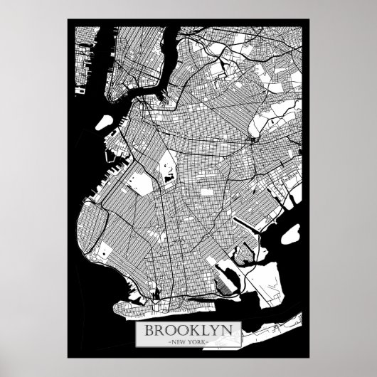 Brooklyn New York Kaart Poster (Voorkant)
