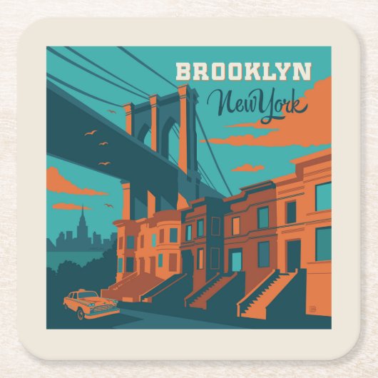 Brooklyn New York Kartonnen Onderzetters (Voorkant)