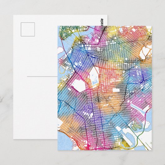 Brooklyn New York Map Briefkaart (Voorkant / Achterkant)