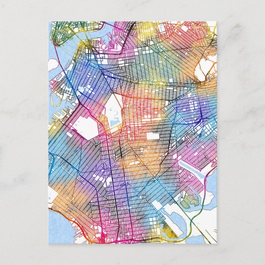 Brooklyn New York Map Briefkaart (Voorkant)