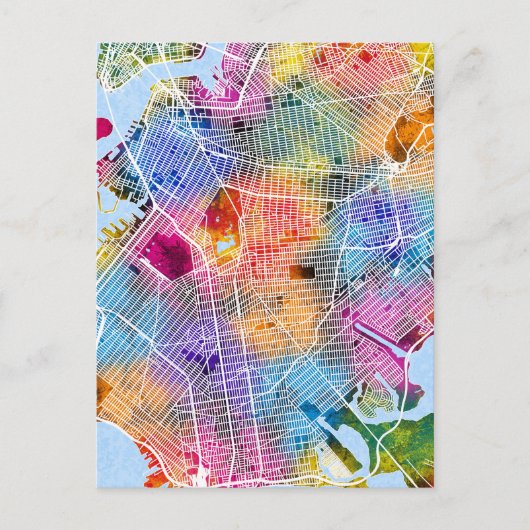Brooklyn New York Map Briefkaart (Voorkant)