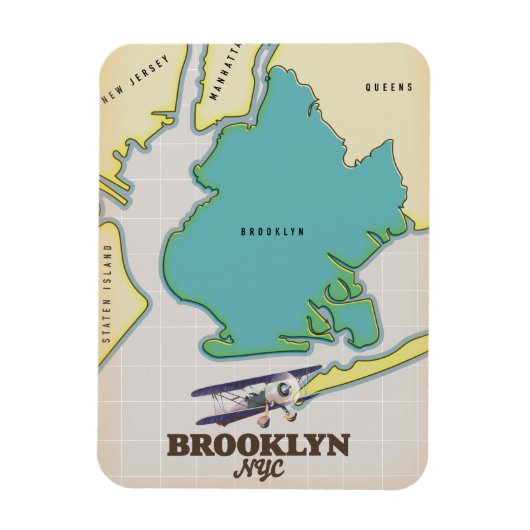 Brooklyn New York Map Magneet (Verticaal)