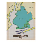 Brooklyn New York Map Perfect Poster (Voorkant)