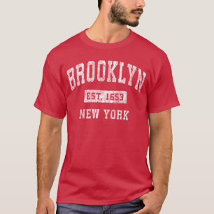 Brooklyn New York NY Vintage Gevestigde Sporten De T-shirt