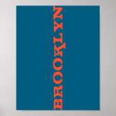 Brooklyn New York Nyc Navy Blue Orange Mens Basic Poster (Voorkant)