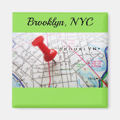 Brooklyn New York Pushpin Map Magneet (Voorkant)