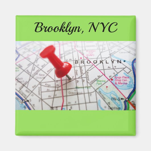 Brooklyn New York Pushpin Map Magneet (Voorkant)