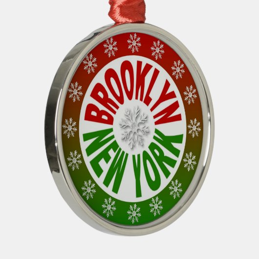 Brooklyn New York roodgroene versiering Metalen Ornament (Rechts)