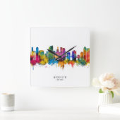 Brooklyn New York Silhouette Vierkante Klok (Huis)