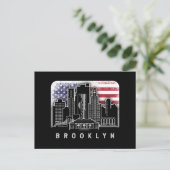 Brooklyn New York Skyline American Flag Briefkaart (Staand voorkant)