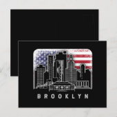 Brooklyn New York Skyline American Flag Briefkaart (Voorkant / Achterkant)