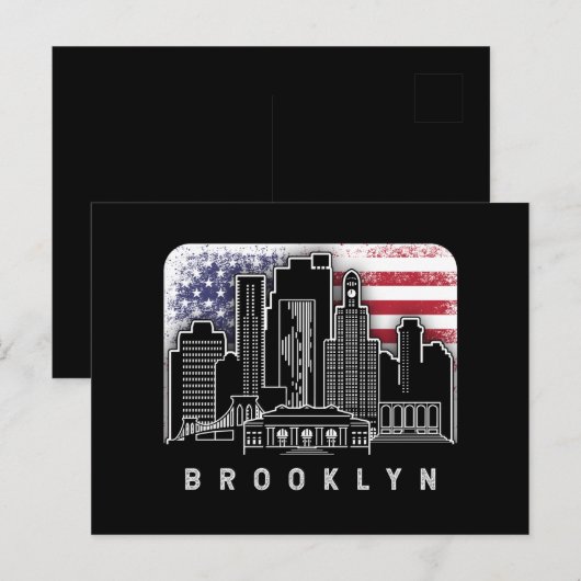 Brooklyn New York Skyline American Flag Briefkaart (Voorkant / Achterkant)