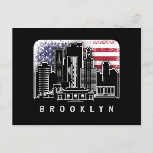 Brooklyn New York Skyline American Flag Briefkaart (Voorkant)