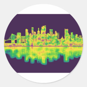 Brooklyn New York Skyline Ronde Sticker