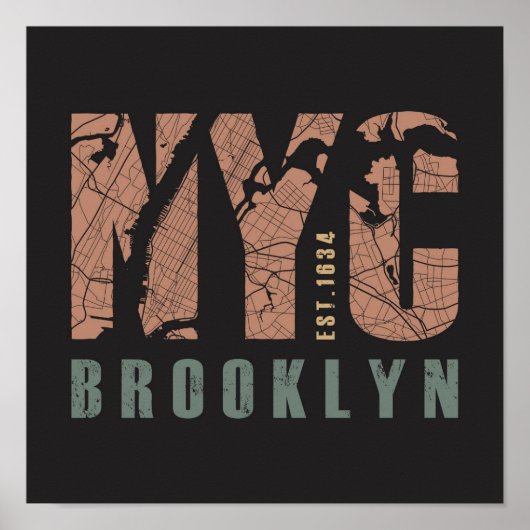 Brooklyn, New York | Stadskaart Poster (Voorkant)