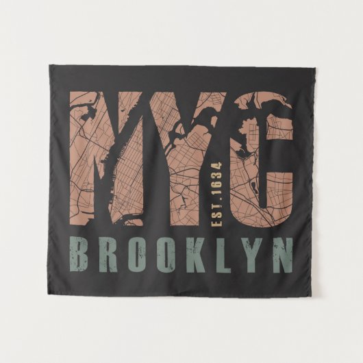 Brooklyn, New York | Stadskaart Wandkleed (Voorkant (horizontaal))