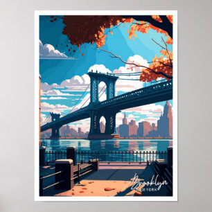 Brooklyn New York Travel Vintage Poster