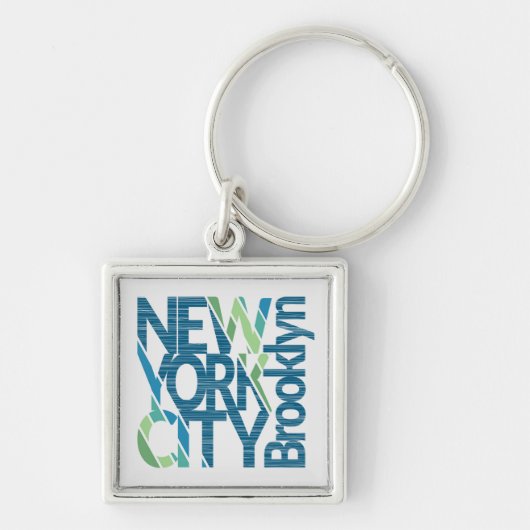 Brooklyn New York Typografie Sleutelhanger (Voorkant)