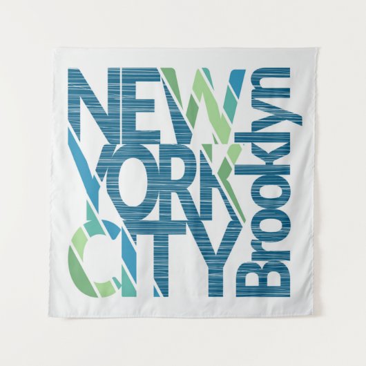 Brooklyn New York Typografie Wandkleed (Voorkant (horizontaal))