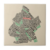 Brooklyn New York Typografische Map Tile Tegeltje (Voorkant)