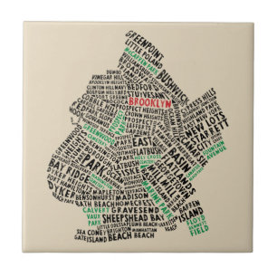 Brooklyn New York Typografische Map Tile Tegeltje