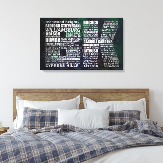 Brooklyn New York Typographic Canvas Print (Insitu (Slaapkamer))