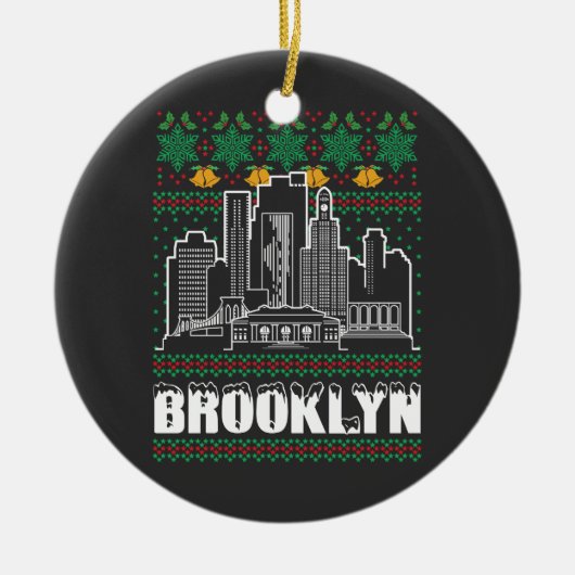 Brooklyn New York Ugly Christmas Keramisch Ornament (Voorkant)