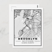 Brooklyn New York US Travel City Map Briefkaart (Voorkant / Achterkant)