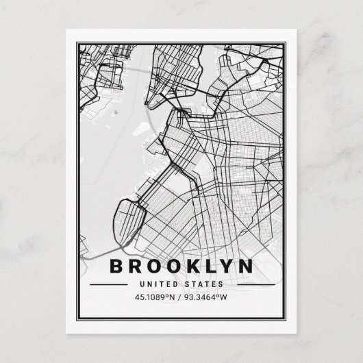 Brooklyn New York US Travel City Map Briefkaart (Voorkant)