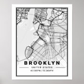 Brooklyn New York US Travel City Map Poster (Voorkant)