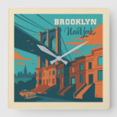 Brooklyn New York Vierkante Klok (Voorkant)