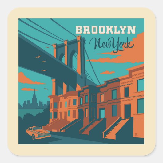 Brooklyn New York Vierkante Sticker (Voorkant)
