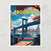 Brooklyn New York vintage reisillustratie Briefkaart (Voorkant)